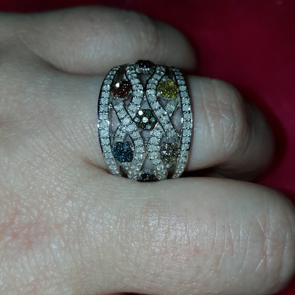 Champagne & White Diamond With Multicolor Diamonds - Picture 3 of 5